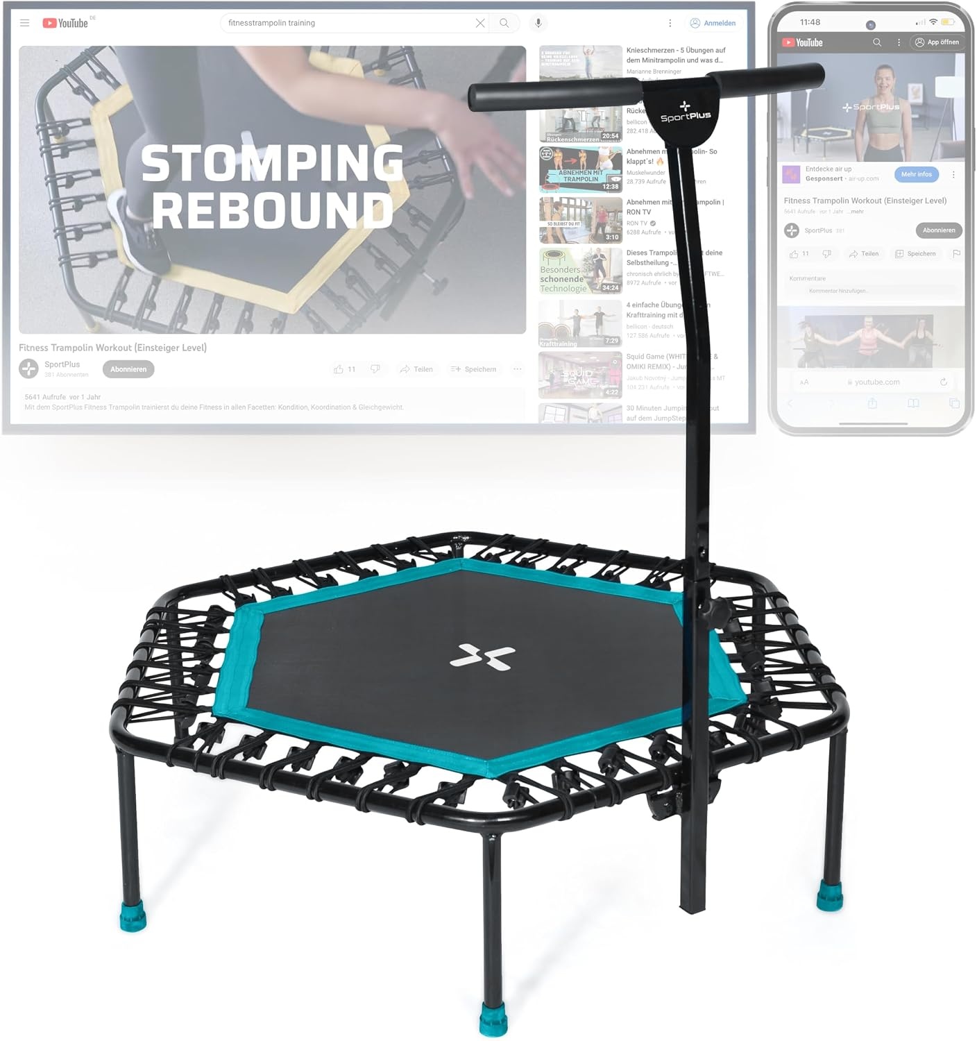 Trampoline de fitness pliable 126cm - Jusqu'à 29% de réduction