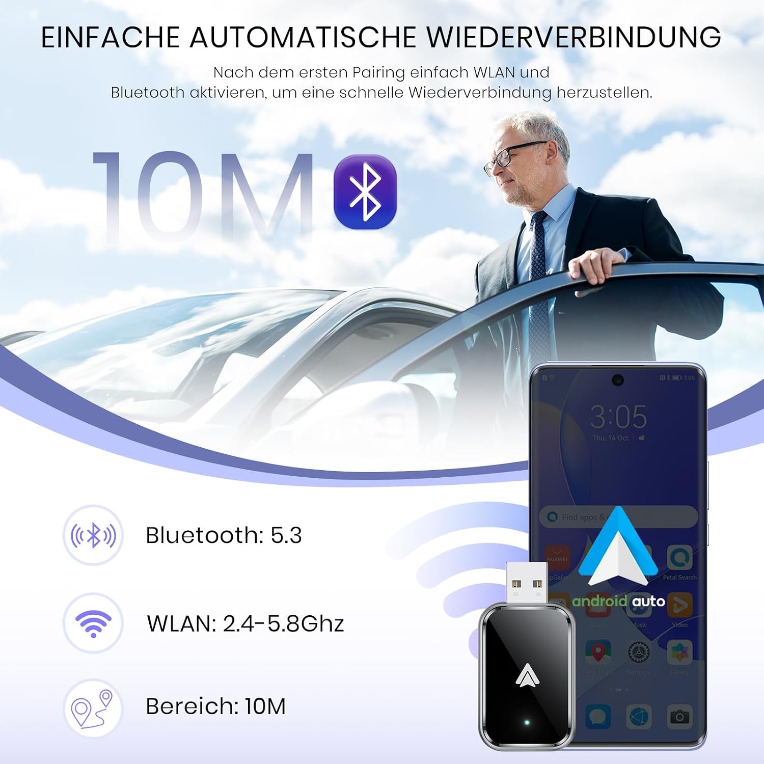 Adaptateur Android Auto sans fil - Jusqu'à -55% sur votre confort de conduite