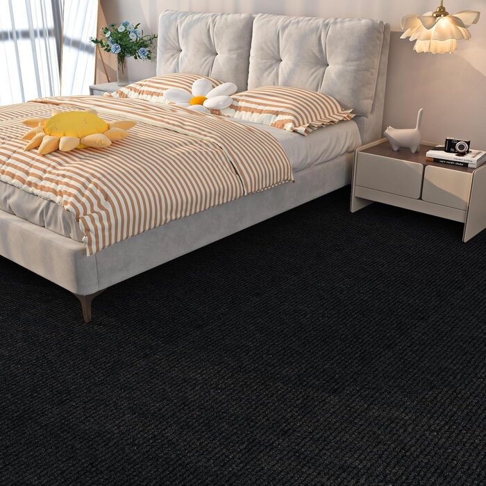Lot de 32 dalles de moquette autocollantes noires - Jusqu'à -55%