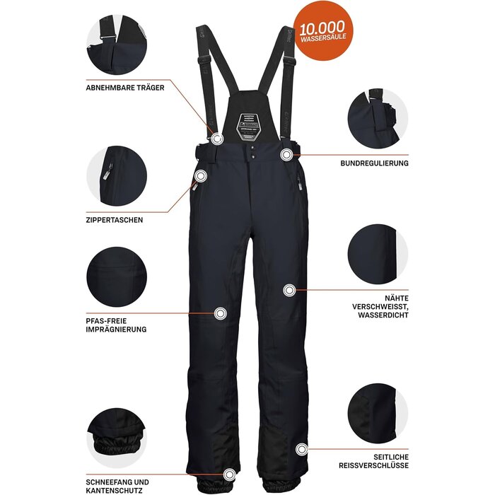 Killtec Pantalon de ski homme à bretelles - Noir - Taille L - Jusqu'à -34%