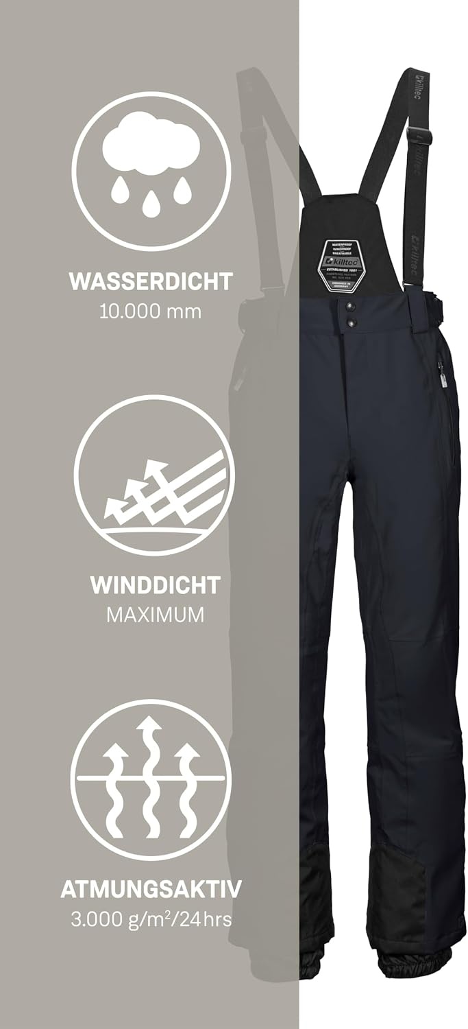 Killtec Pantalon de ski homme à bretelles - Noir - Taille L - Jusqu'à -34%