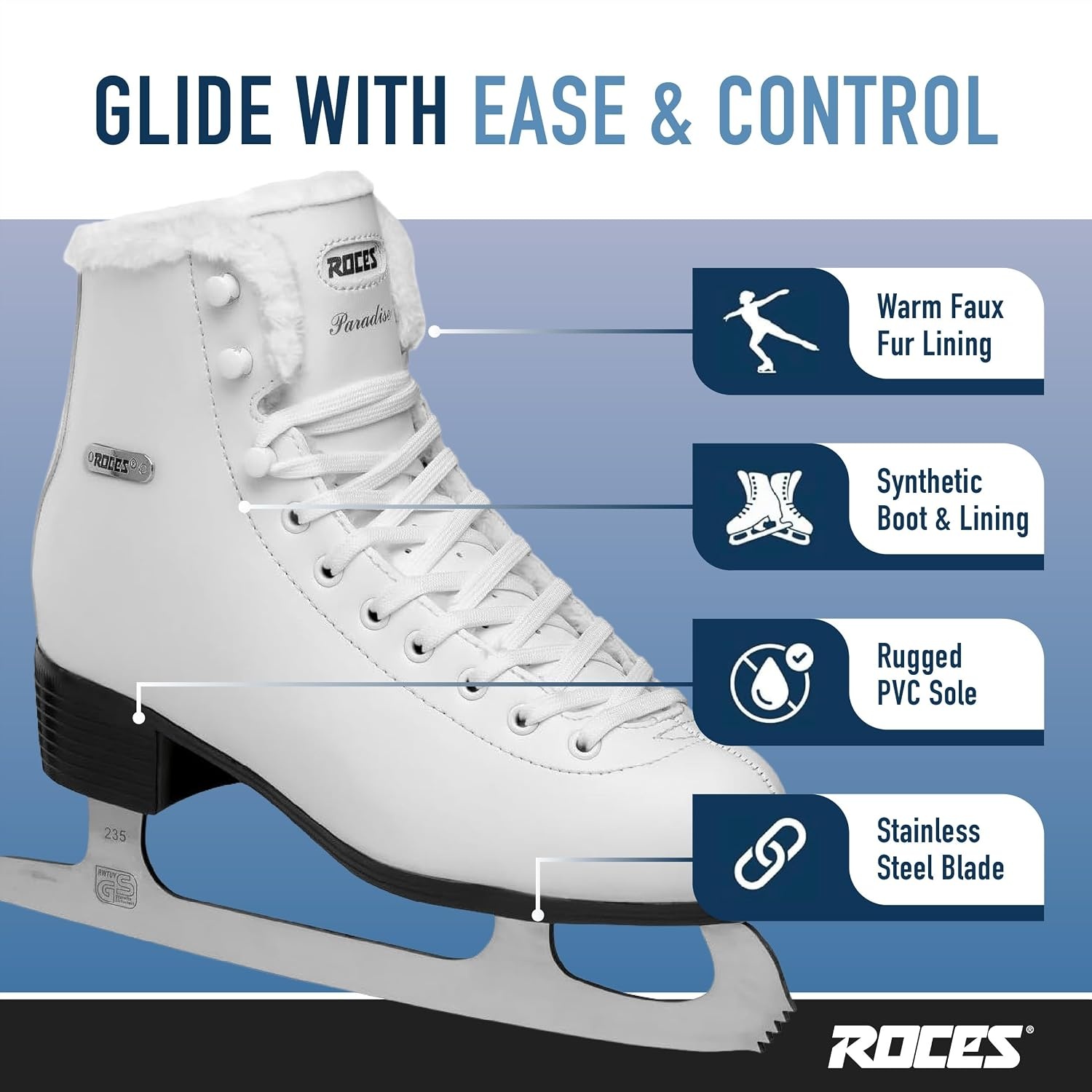 Roces Patins à glace femme Paradise - Blanc - Taille 42 - Jusqu'à -34%