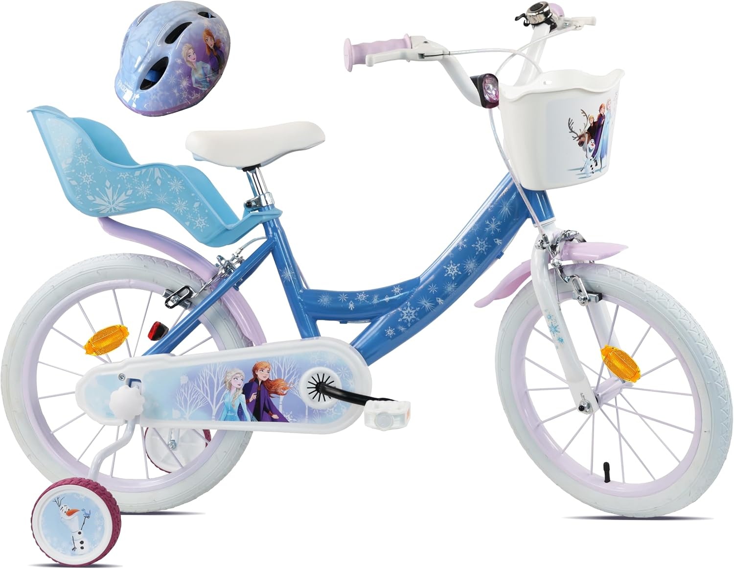 Vélo enfant 16 pouces Reine des Neiges avec casque et accessoires - Jusqu'à 35%