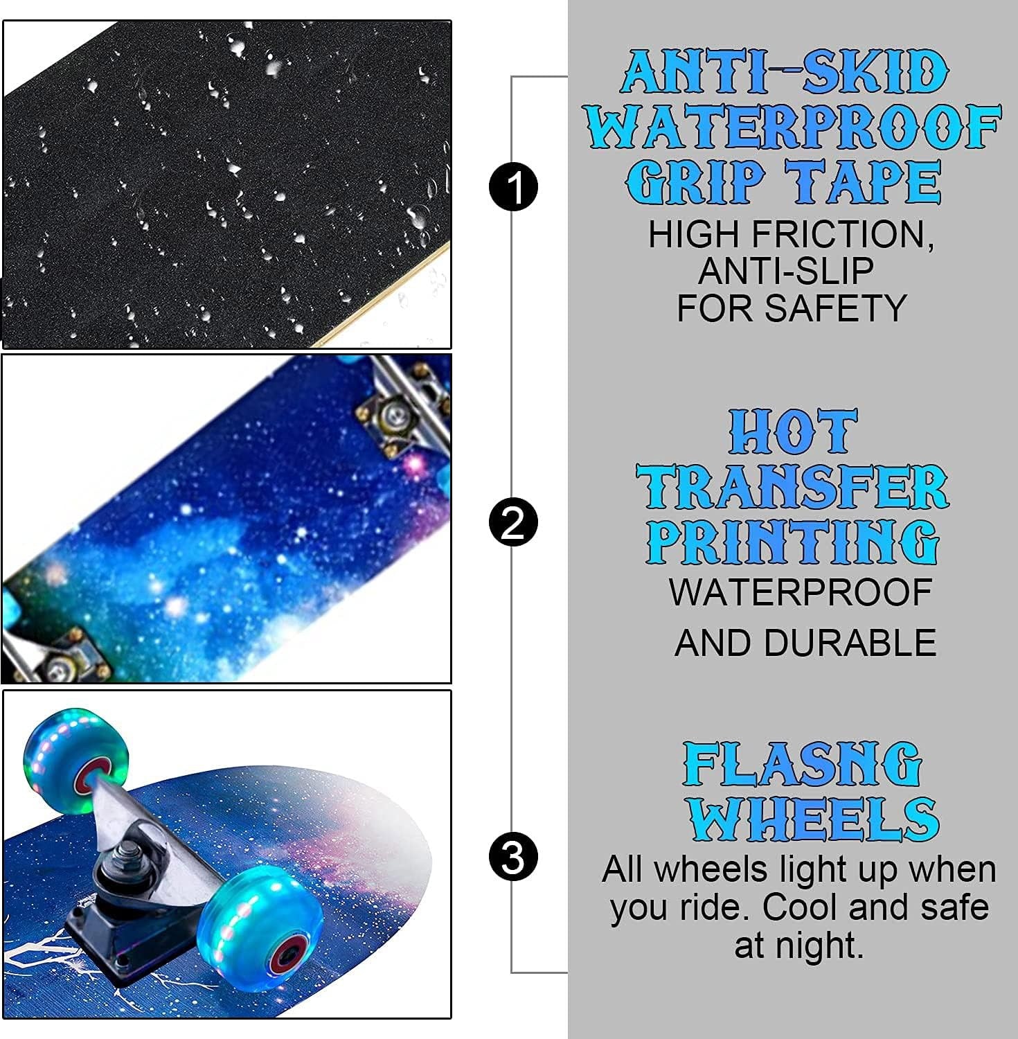 Skateboard complet 31" LED Bleu - Jusqu'à -33% sur l'outlet
