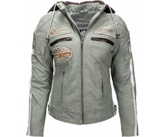 Veste Moto Femme en Cuir Gris - Taille 2XL - Jusqu'à -53%