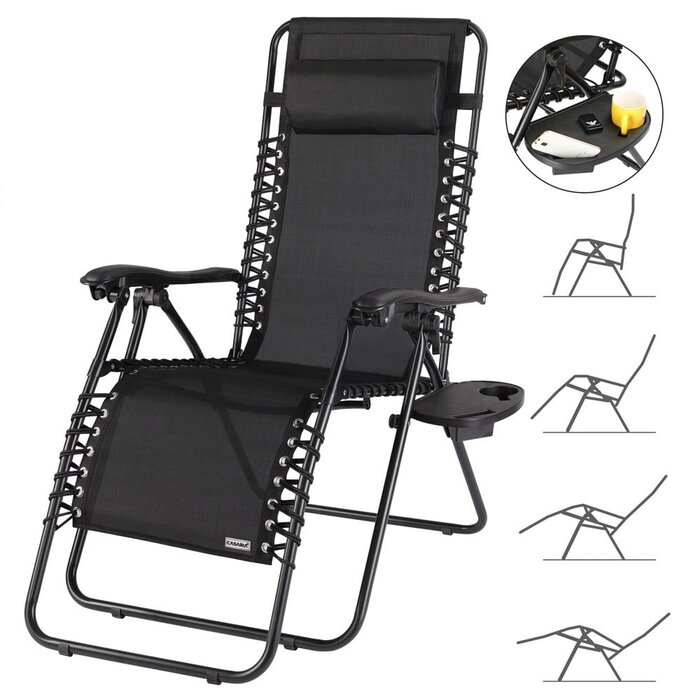 Viking Choice Chaise longue de jardin pliable noire - Jusqu'à -29% sur votre bain de soleil