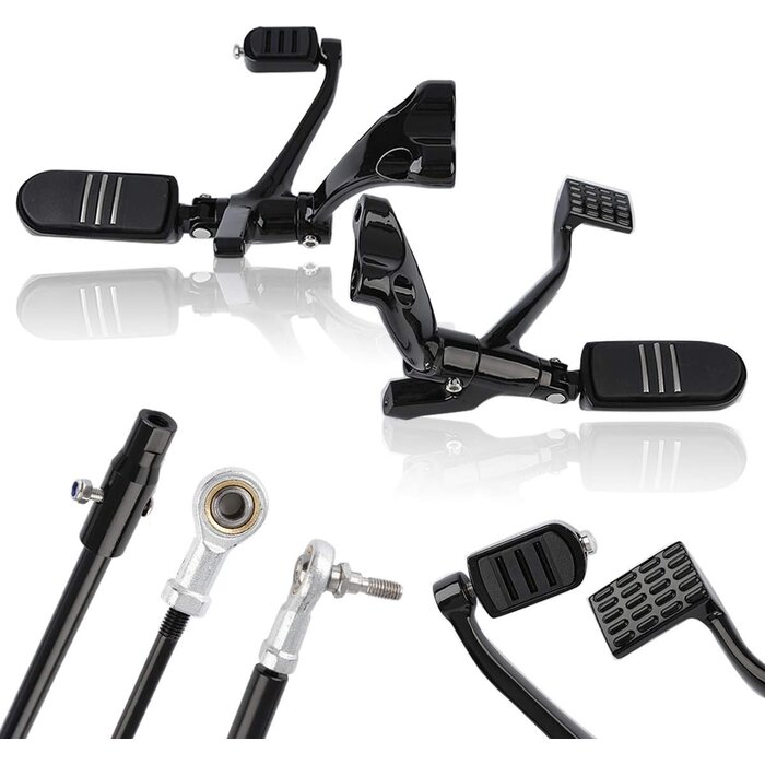 Commandes reculées pour Sportster XL 883 1200 - Acier noir - Jusqu'à -35%