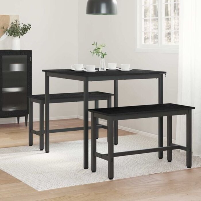 Table à manger carrée métal noir 80x80cm - Jusqu'à -34% sur le prix