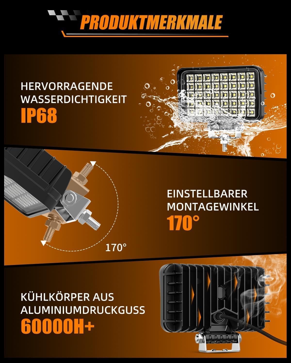 Lot de 2 Projecteurs LED 70W - 10000LM - Jusqu'à -34% sur le prix d'origine
