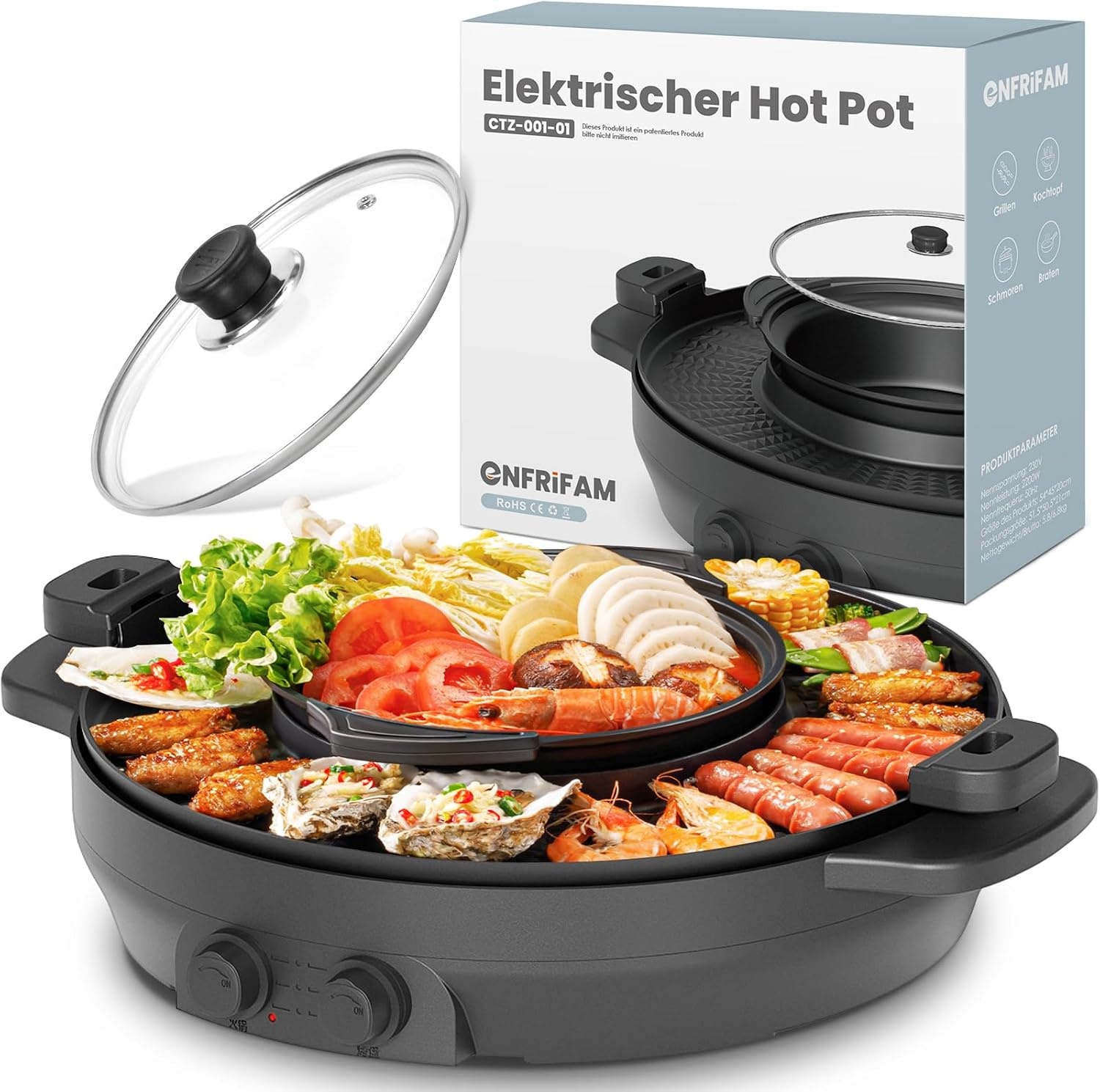 Appareil 2-en-1 Hot Pot et Grill 2200W - Jusqu'à -70%