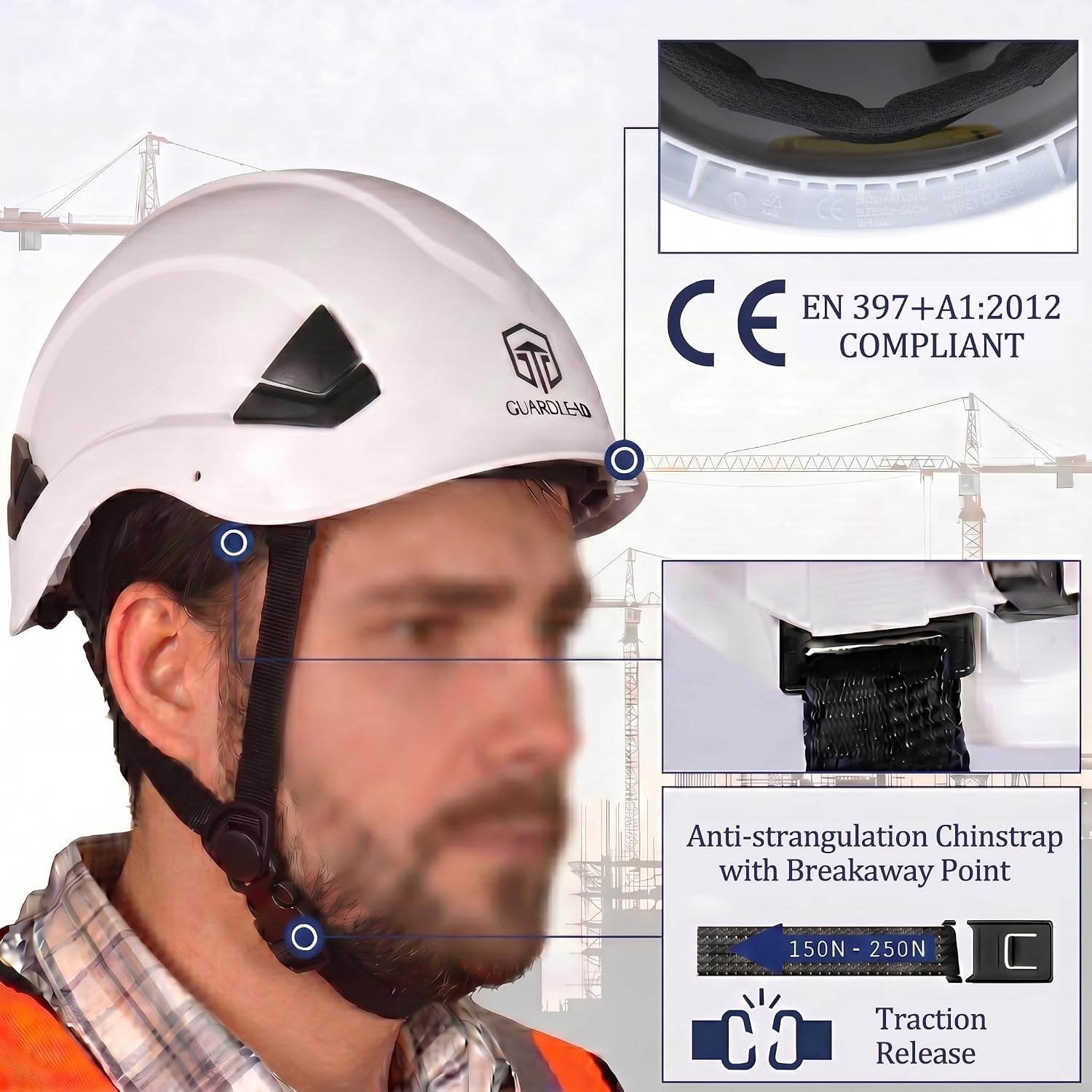 Casque de sécurité ABS ventilé blanc - Jusqu'à 54% de réduction