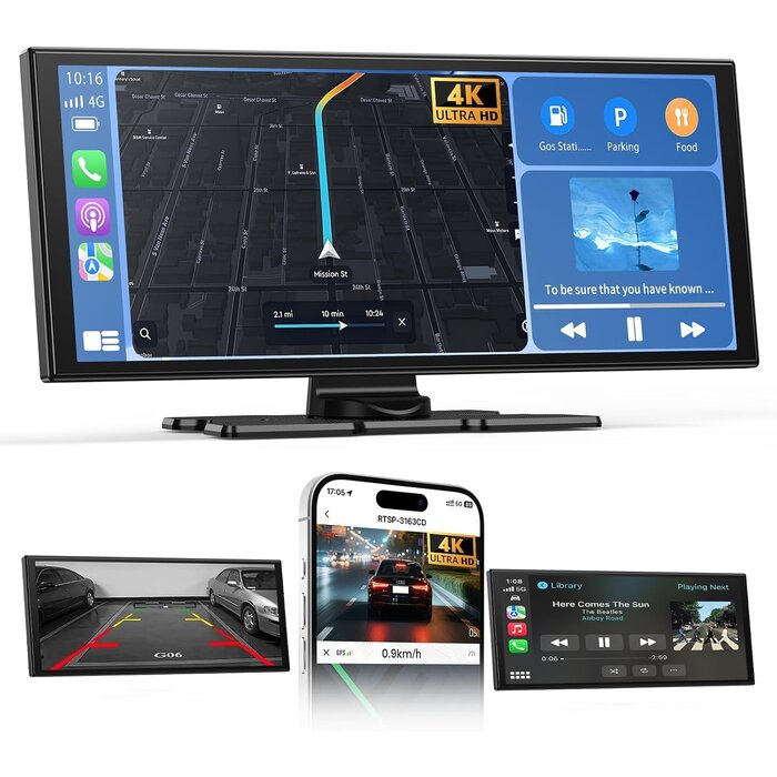 Autoradio 10,26" avec Dashcam 4K, CarPlay et Android Auto - Jusqu'à -57%