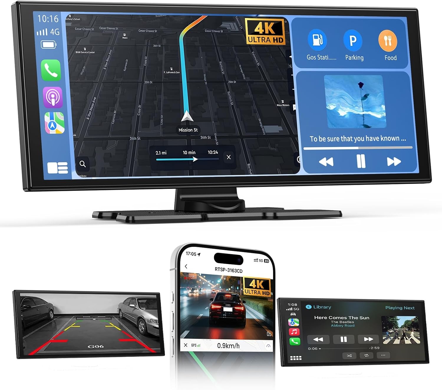 Autoradio 10,26" avec Dashcam 4K, CarPlay et Android Auto - Jusqu'à -57%