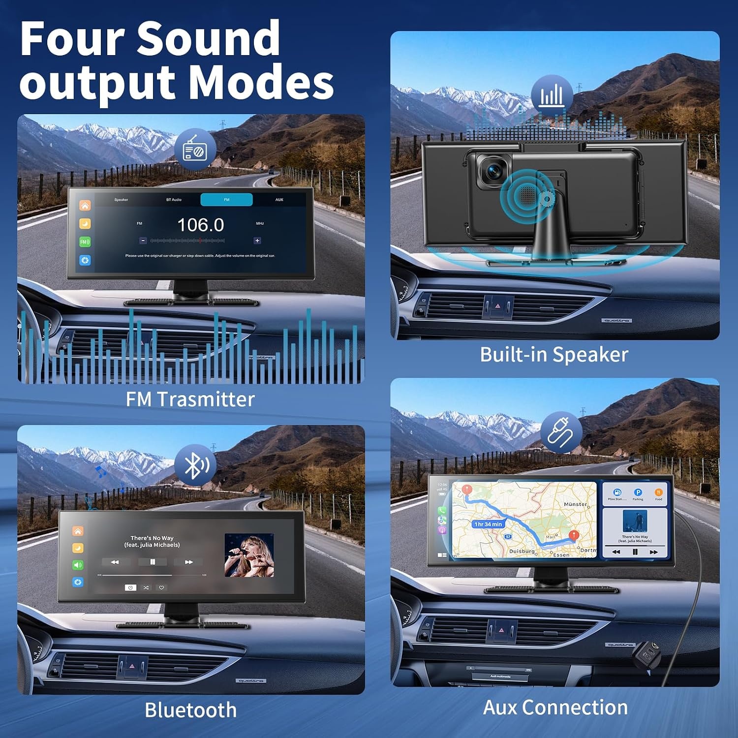 Autoradio 10,26" avec Dashcam 4K, CarPlay et Android Auto - Jusqu'à -57%