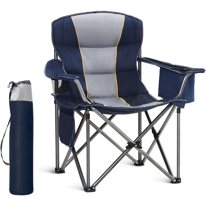 Chaise de camping pliante XL 200kg - Bleu - Jusqu'à -34% de remise