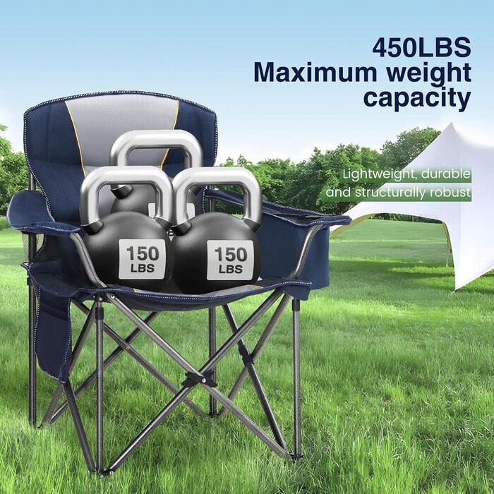 Chaise de camping pliante XL 200kg - Bleu - Jusqu'à -34% de remise