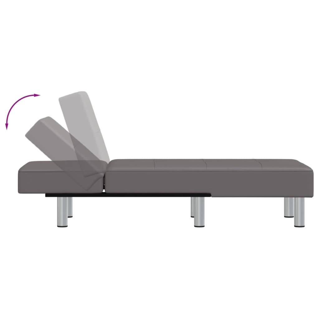 Vidaxl Chaise longue réglable en similicuir gris - Jusqu'à 34 % de réduction
