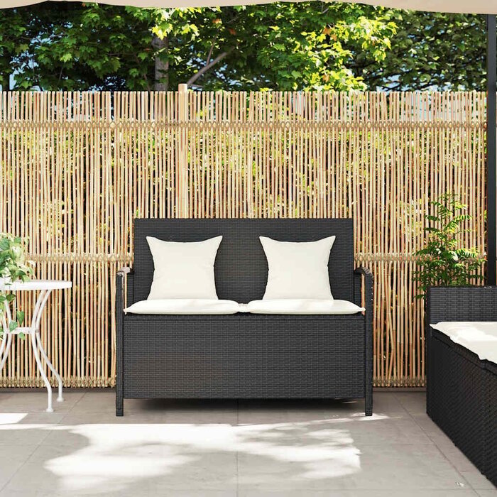 Vidaxl Banc de jardin avec coffre - Résine tressée noire - Jusqu'à -38%