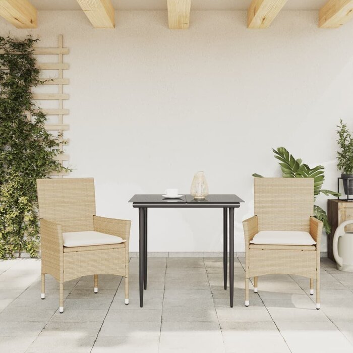 Vidaxl Lot de 2 chaises de jardin en rotin - Beige - Jusqu'à -59%
