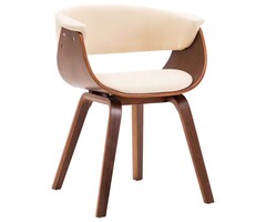Vidaxl Chaise de salle à manger bois courbé et similicuir crème - Jusqu'à -47%