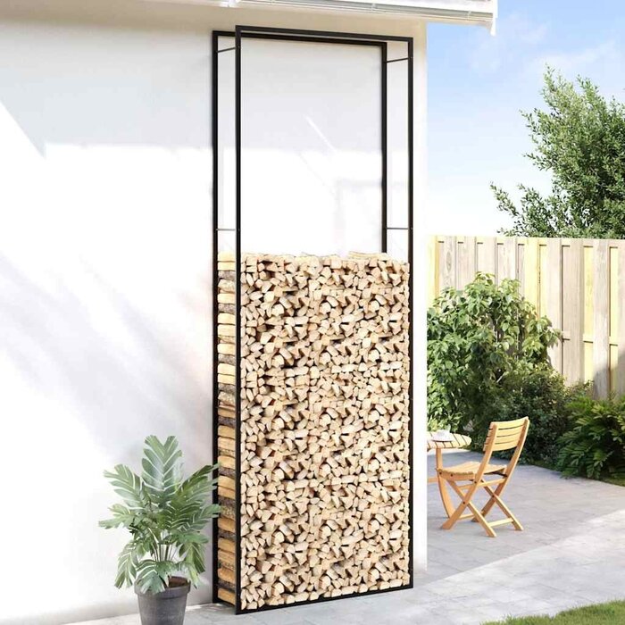 Vidaxl Range-bûches en acier noir - 312 cm - Jusqu'à -46%