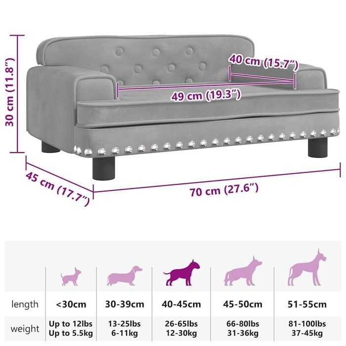 Vidaxl Canapé pour Chien en Velours Gris - Jusqu'à -46%