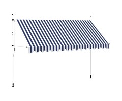 Vidaxl Auvent rétractable manuel 400 cm - Rayures bleu et blanc - Jusqu'à -52%