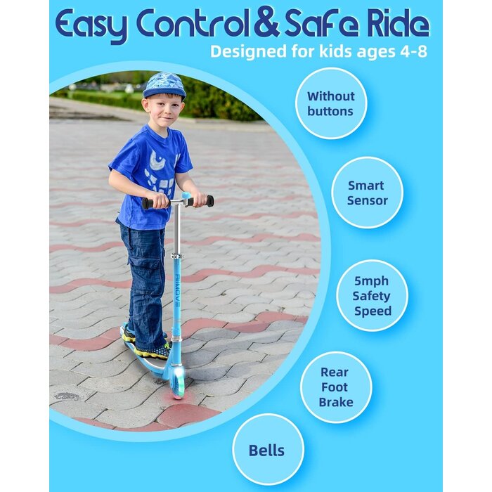 Trottinette électrique enfant réglable - Bleue - Jusqu'à 46% de remise