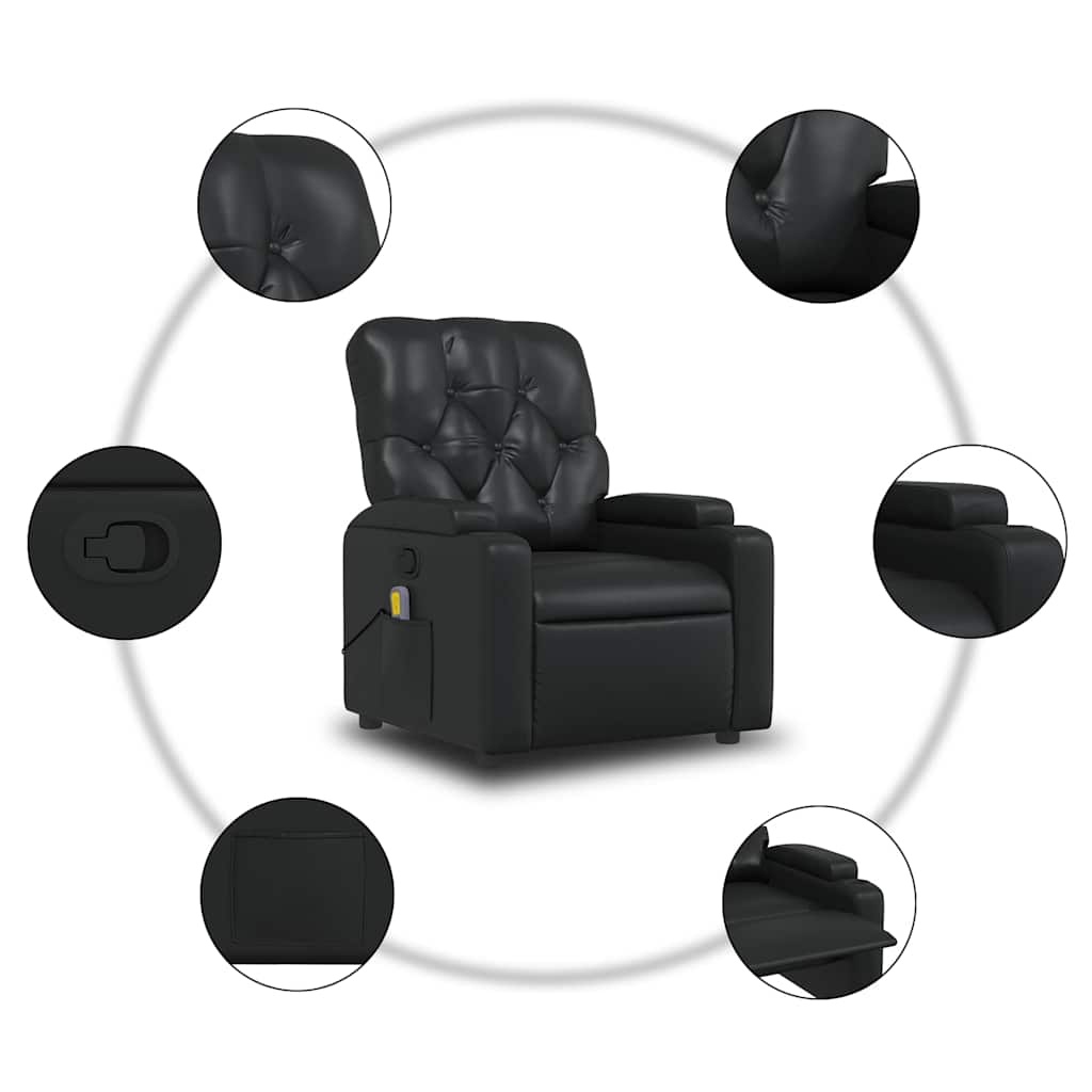 Vidaxl Fauteuil inclinable en similicuir noir - Jusqu'à 47% de réduction