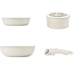 Set de 3 casseroles et poêles amovibles crème - Jusqu'à -44%