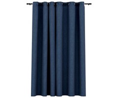 Vidaxl Rideau occultant effet lin bleu 290x245 cm - Jusqu'à -44% de remise
