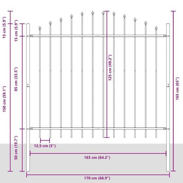Vidaxl Clôture de jardin en acier gris 170x165 cm - Jusqu'à -45% sur votre extérieur