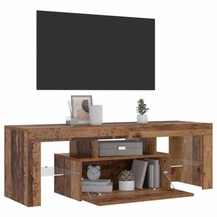 Vidaxl Meuble TV LED Vieux Bois 120cm - Jusqu'à -46% sur votre salon