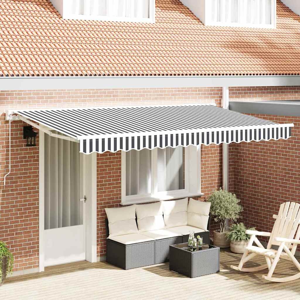 Vidaxl Toile de rechange store banne 380x195cm - Anthracite et blanc - Jusqu'à 45%