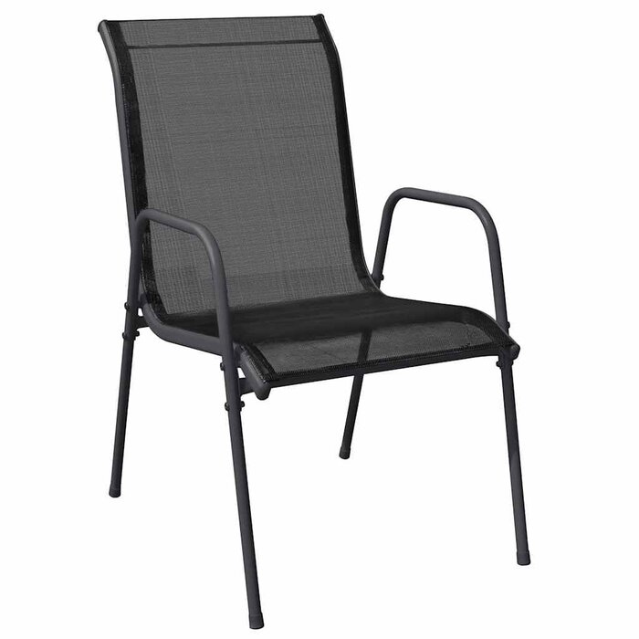 Vidaxl Lot de 4 chaises de jardin en acier et textilène noir - Jusqu'à 46% de réduction