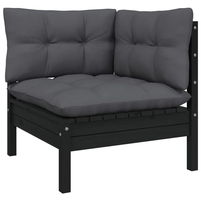 Vidaxl Banc de jardin 2 places en pin massif noir - Jusqu'à 47% de remise