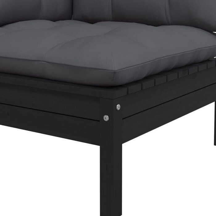 Vidaxl Banc de jardin 2 places en pin massif noir - Jusqu'à 47% de remise