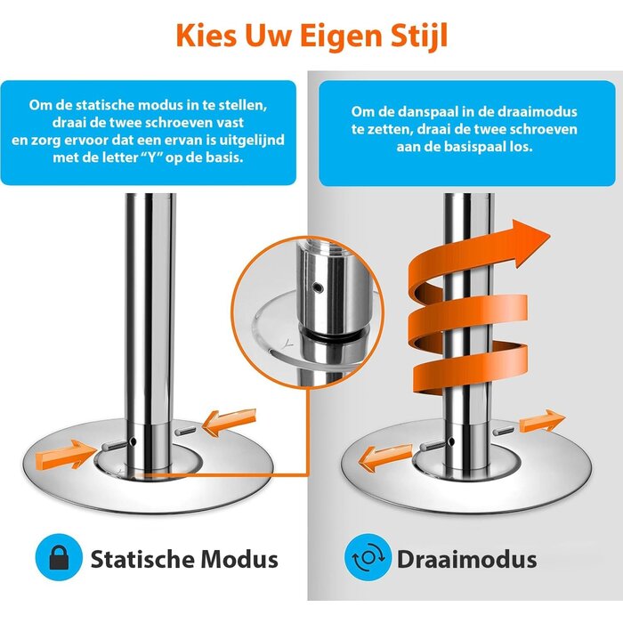 Barre de Pole Dance Portable Réglable - Chromée - Jusqu'à -34% sur le déballé