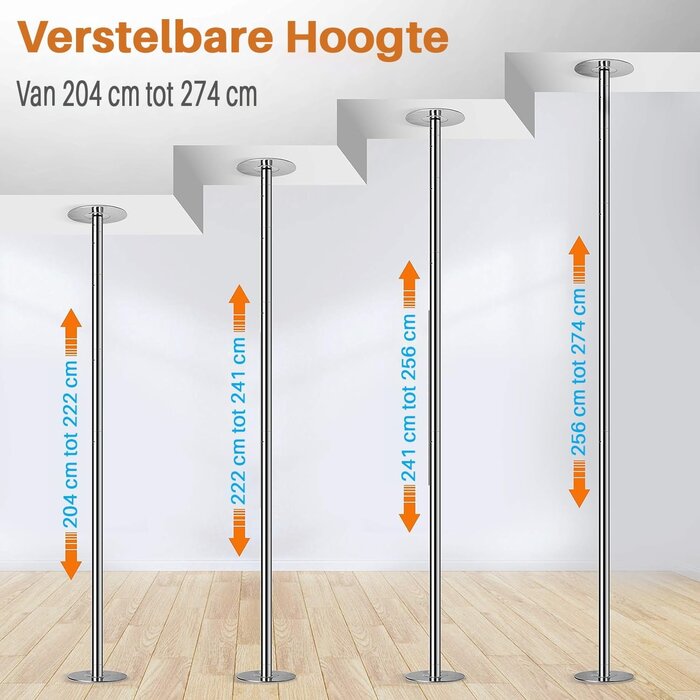Barre de Pole Dance Portable Réglable - Chromée - Jusqu'à -34% sur le déballé