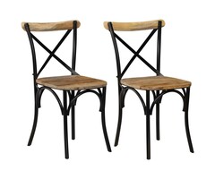 Vidaxl Lot de 2 chaises rétro bois de manguier noir - Jusqu'à -47%