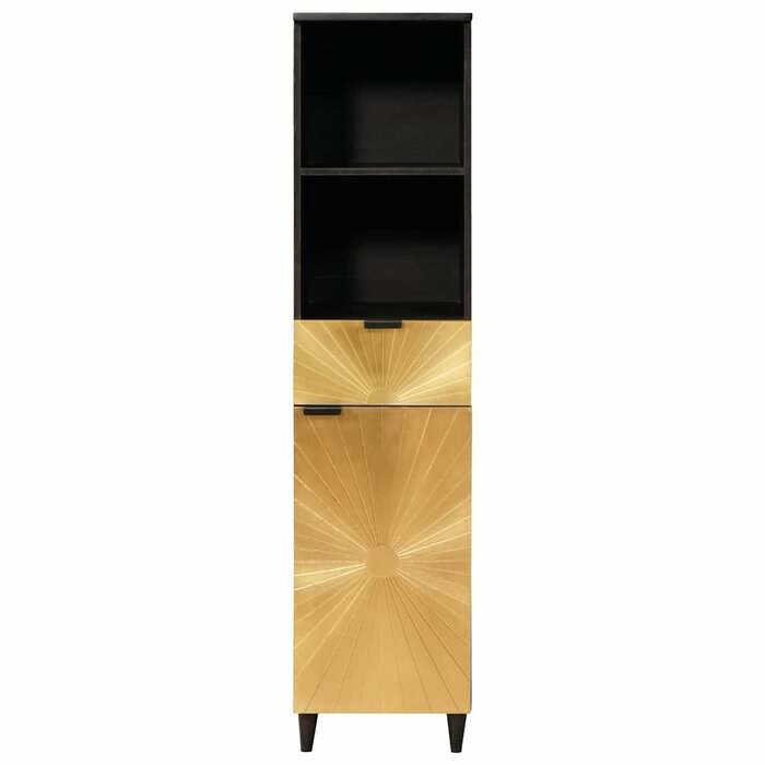 Vidaxl Armoire de salle de bain bois massif Noir/Or - Jusqu'à -60%