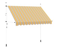 Vidaxl Store banne manuel 300 cm rétractable - Jaune et bleu - Jusqu'à -49%