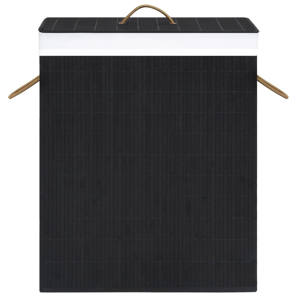 Vidaxl Panier à linge bambou 100L noir - Tri double - Jusqu'à -45%
