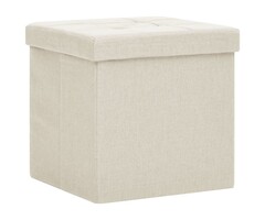 Vidaxl Pouf de rangement pliable blanc crème - Jusqu'à 42% de réduction