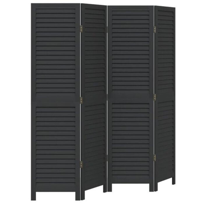 Vidaxl Paravent 4 panneaux en bois de paulownia noir - Jusqu'à 43% de remise