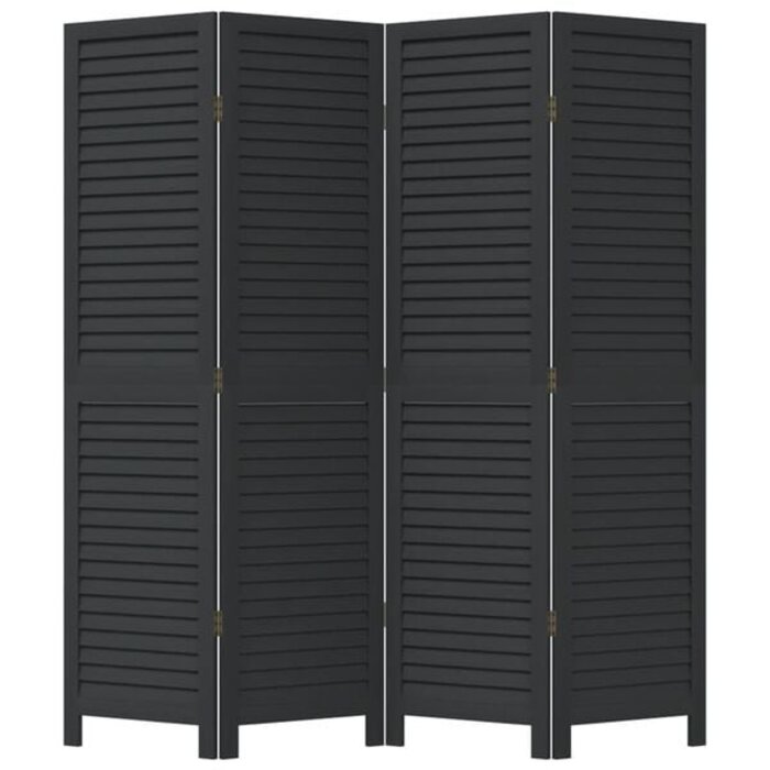 Vidaxl Paravent 4 panneaux en bois de paulownia noir - Jusqu'à 43% de remise