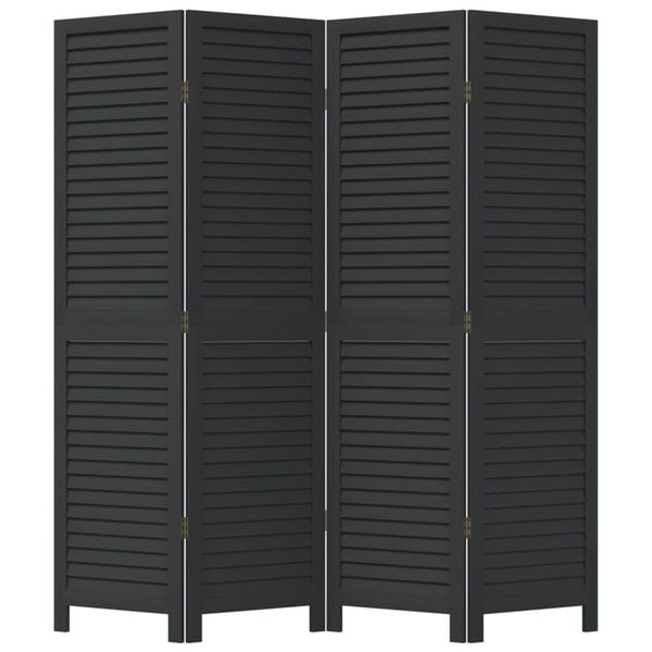 Vidaxl Paravent 4 panneaux en bois de paulownia noir - Jusqu'à 43% de remise