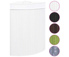 Vidaxl Panier à linge d'angle en bambou 60 L - Blanc - Jusqu'à -43%