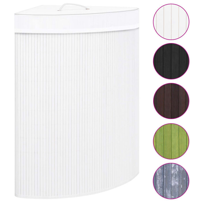 Vidaxl Panier à linge d'angle en bambou 60 L - Blanc - Jusqu'à -43%