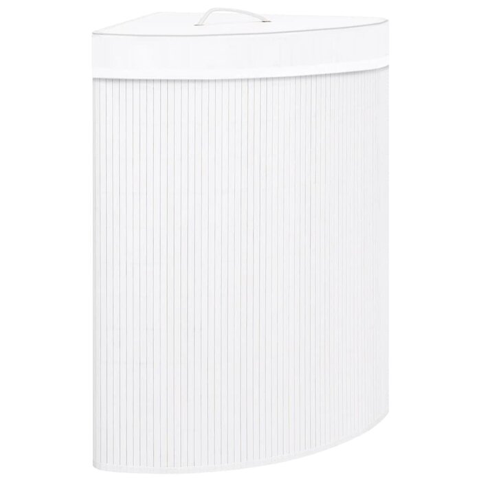 Vidaxl Panier à linge d'angle en bambou 60 L - Blanc - Jusqu'à -43%